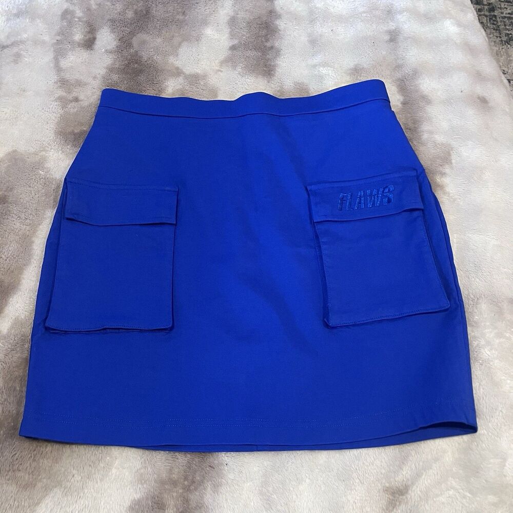 Rebdolls Women’s Blue Skirt Size 1X Pockets FLAWS Pencil Bodycon Stretch - Picture 2 of 14
